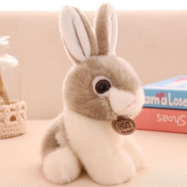 Conejo de peluche hiperrealista | Animal de peluche de conejito realista simulado | Suave piel sintética | Texturas detalladas | Ojos realistas | Decoración abrazable | Compañero de peluche |