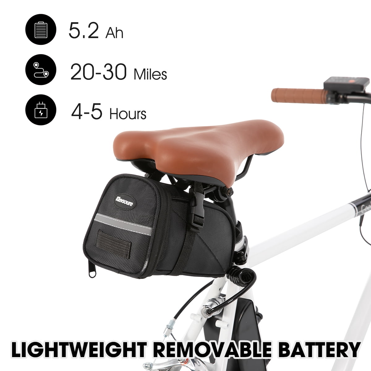 Hiland 700C Road Electric Bike for Adults, Commuting Ebike 36V Removable Battery, White UL2849