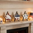 thumbnail image 3 of 3Pcs 4th of July Patriotic Wooden Stars Decor, Red White Blue Rustic Tiered Tray Tabletop Ornaments, Independence Day Memorial Day Farmhouse Home Office Shelf Decorations, 3 of 6
