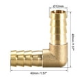 thumbnail image 2 of 12mm Barb Brass Hose Fitting 90 Degree Elbow Pipe Connector Coupler Tubing Adapter 4 pcs, 2 of 3