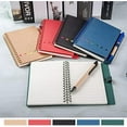 thumbnail image 5 of 2 Packs Spiral Notebook Steno Pads Lined Notepad with Pen in Holder, Sticky Notes, Page Marker Colored Index Tabs Flags, 4.73"x5.9" Kraft Paper Cover Small Pocket Notebooks (Black 2 Packs), 5 of 7