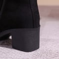 thumbnail image 4 of Xfvqtps Fashion Chunky Heel Ankle Boots for Women Versatile Suede Booties Side Zipper Round Toe Casual Winter Boots Easy to Wear Black, 4 of 9