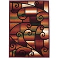 thumbnail image 2 of Handcraft Rugs-Modern Contemporary Living Room Rugs-Abstract Carpet with Geometric Swirls Pattern-Burgundy/ Beige/Ivory/Chocolate 5x7 feet, 2 of 7