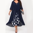 thumbnail image 1 of WILLBEST Robe d'Invité de Mariage d'Été pour Femmes Grande Taille Robe Décontractée Imprimée Robe en Dentelle Col Rond Robe à Manches Mi-Longues Robe Longue Irrégulière avec Dentelle Robe Formelle, 1 of 4