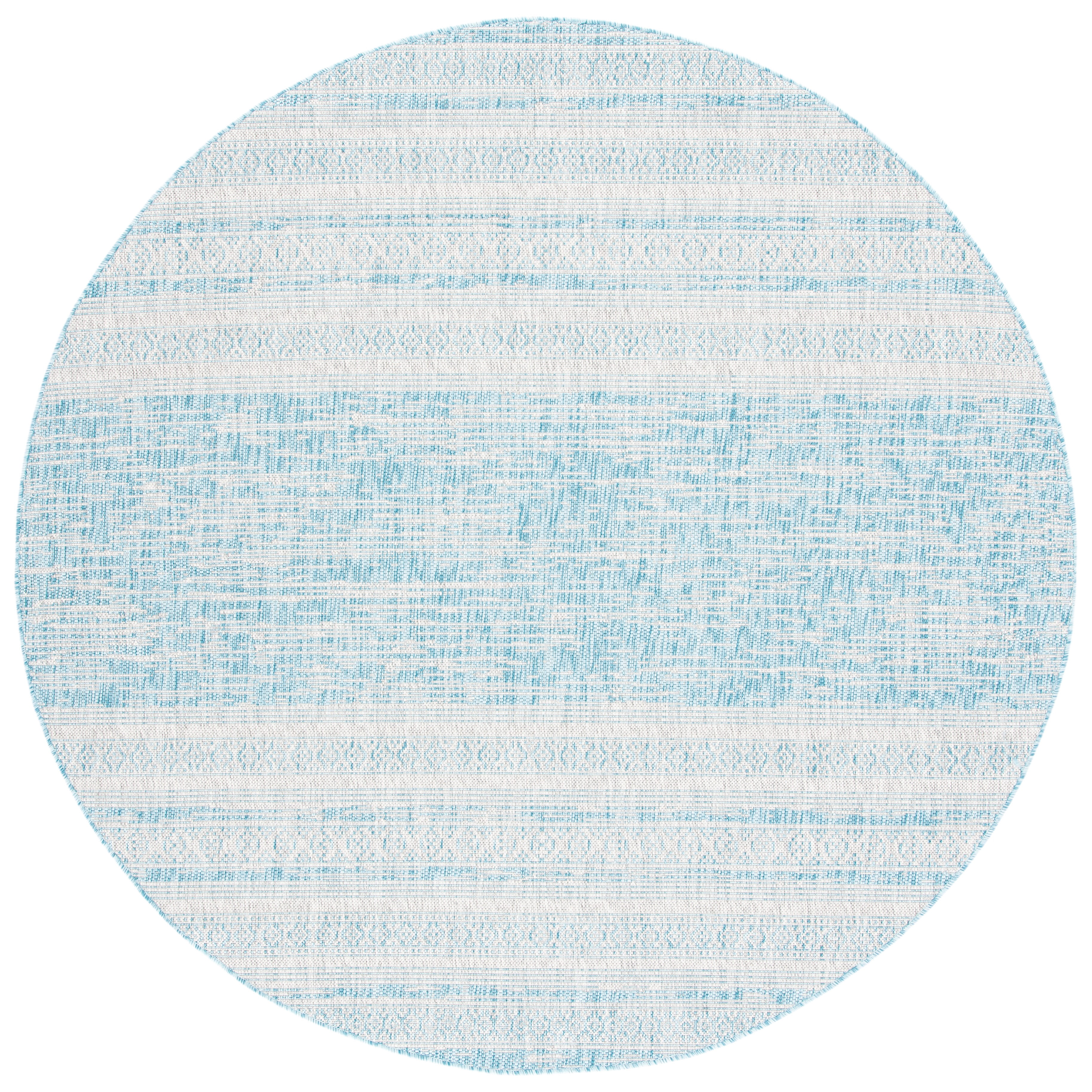 Safavieh Courtyard Galen Striped Indoor/Outdoor Area Rug, Aqua/Gray, 6'7" x 6'7" Round