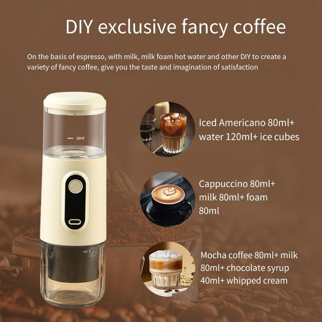 Coffee Machine Portable Electric Coffee Maker Convenient Espresso Maker ABS Texture Suitable for Home Office and Travel