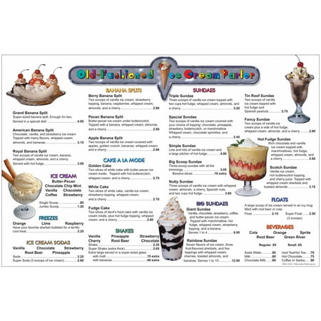 Menu Math: Old Fashioned Ice Cream Parlor, 6 Extra Menus