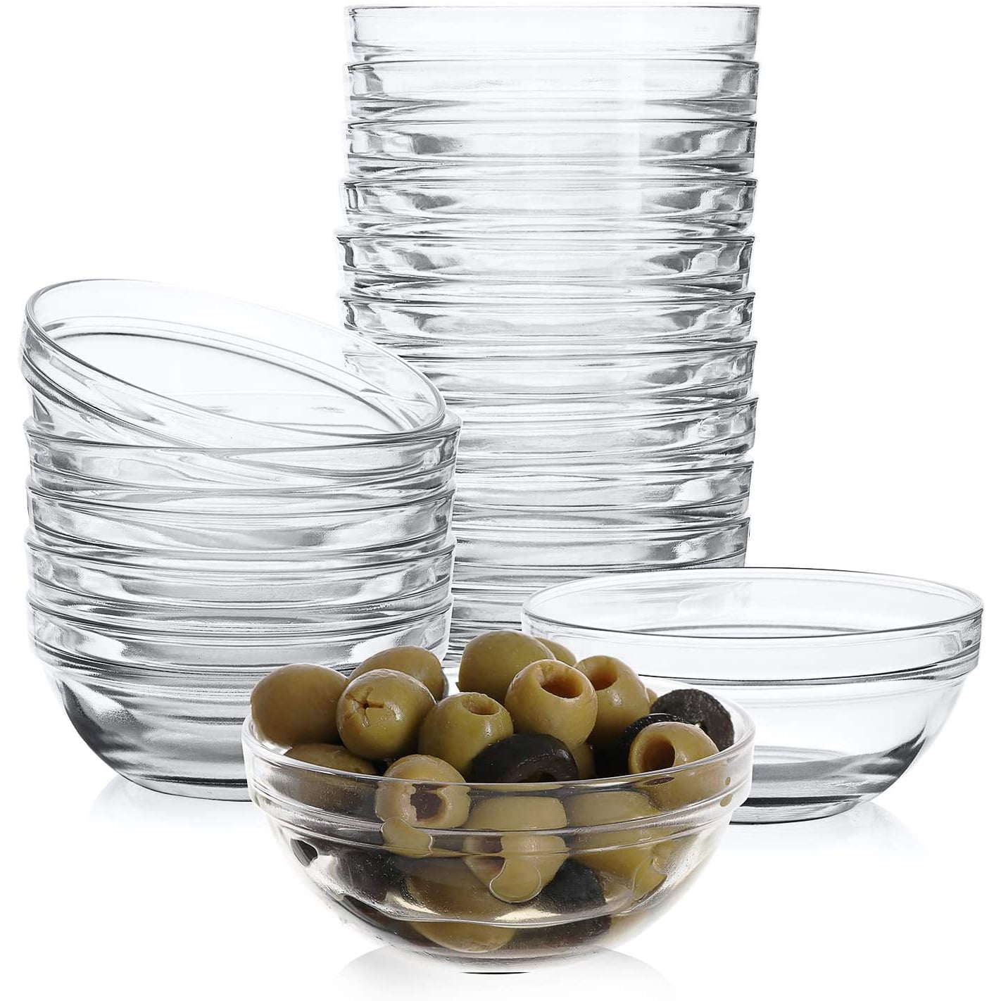 Mini Glass Bowls for Kitchen, Dessert, Dips and Candy Dishes 12 Pack