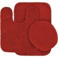 thumbnail image 1 of Colección de baño de 3 piezas. Incluye: 1 tapete de contorno, 1 tapa de inodoro y 1 tapete de baño antideslizante con respaldo de goma, color rojo sólido n.° 6., 1 of 3
