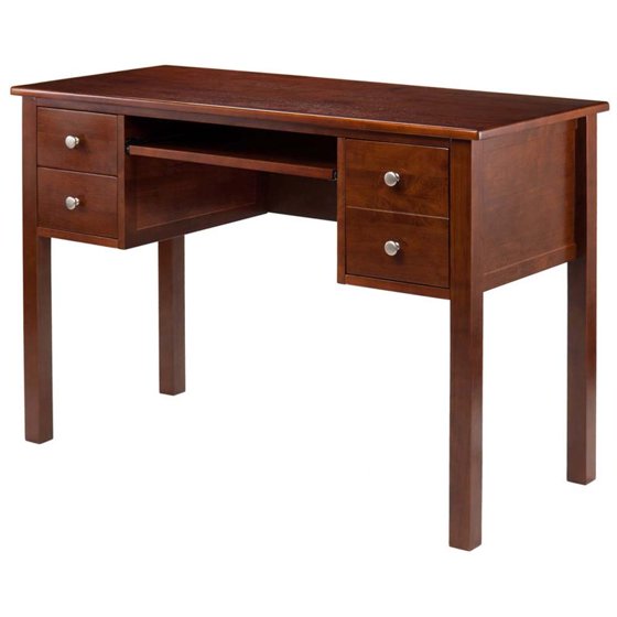Winsome Emmett Writing Desk with Pull Out Keyboard 2 Drawers 1 File
