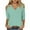 Mint Green, variant on 2025 New Fashion Plus Size Women's Fashionable Solid Color T-shirt 3/4 Sleeve Shirt V-neck Casual Top