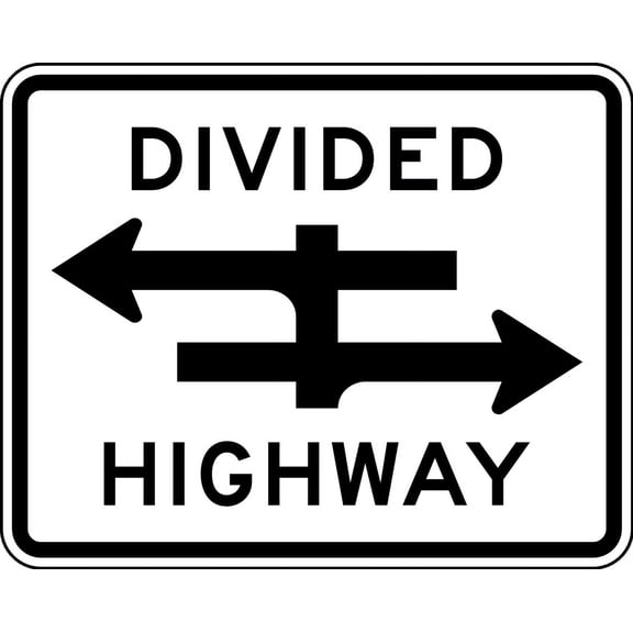 Traffic & Warehouse Signs - Divided Highway crossing - Weather Approved Aluminum Street Sign, 0.04 Thickness - 10" X 7"