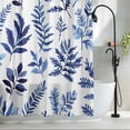 thumbnail image 2 of Blue Leaves Fabric Shower Curtain Spring Art Washable Shower Curtains for Bathroom, Waterproof Bath Curtain with Hooks Home Decor 72x72in, 2 of 8