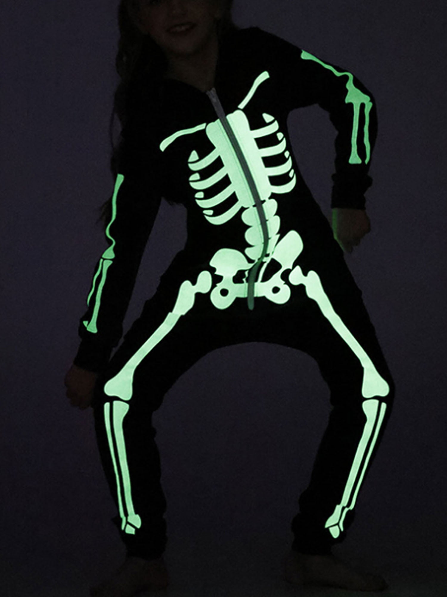Halloween Glow in the Dark Skeleton Print Long-sleeve Sibling Matching Sets