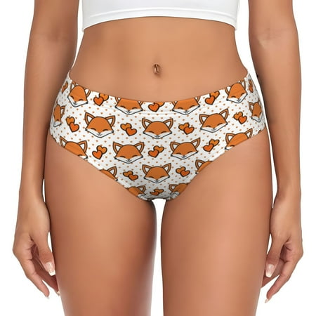Sikiie Cute Heart Fox Cartoon Women s High Waisted Cotton Underwear Soft Breathable Panties Stretch Briefs Seamless Ladies Panties-Small