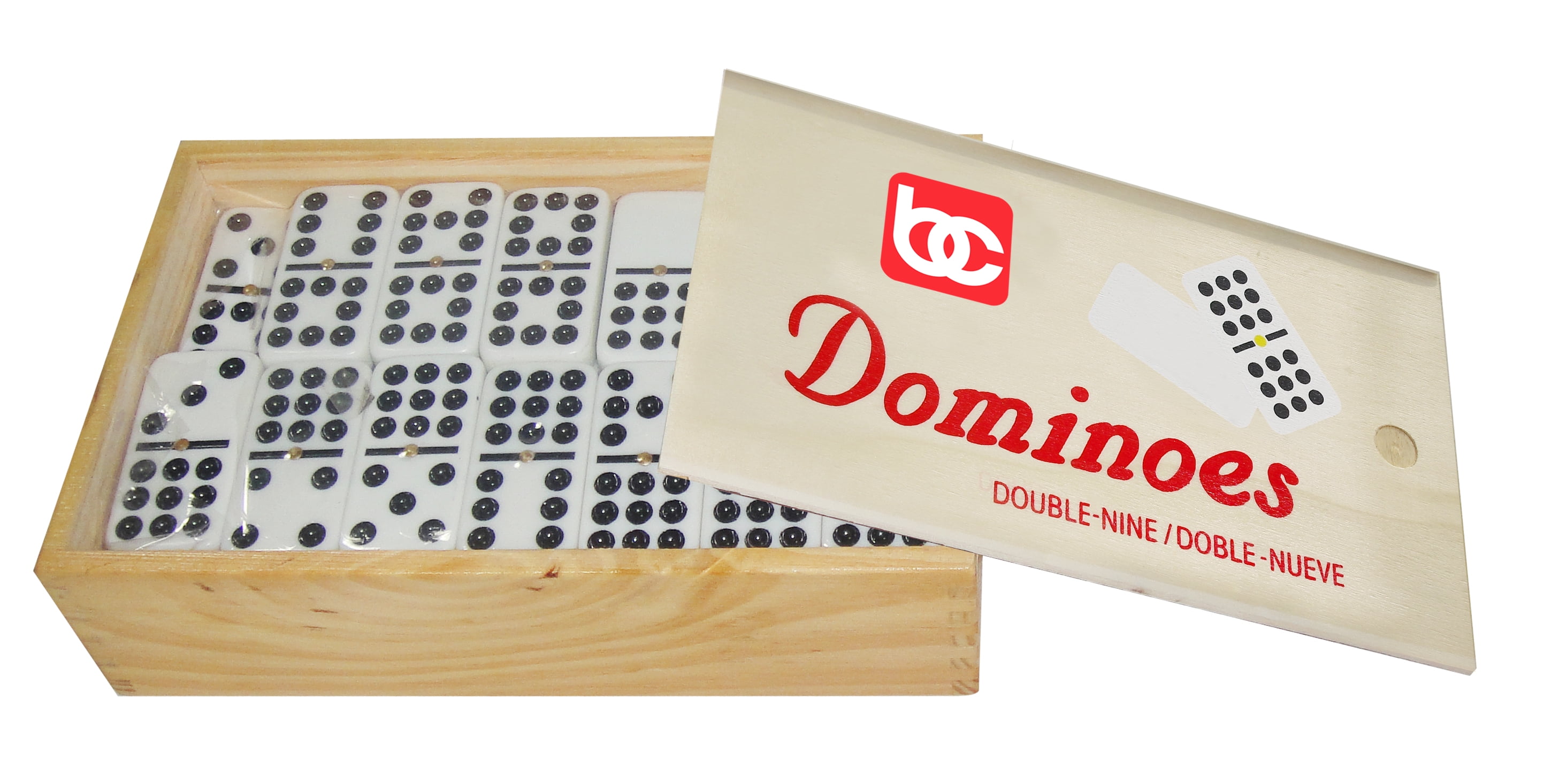 Dominoes Double 9 Nine Jumbo Size White Tile With Brass Spinners Set of 55 Pcs 