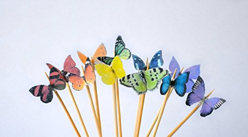 48 Precut Edible Green Butterflies for cakes and cupcake toppers 