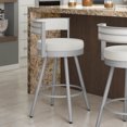 thumbnail image 2 of Amisco Eller 30 In. Swivel Bar Stool - Off White Faux Leather / Shiny Grey Metal, 2 of 6