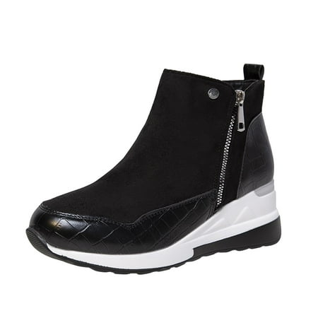 

Fashion Women s Shoes Thick-soled Colorblock Brock Wedges Short Boots Black Boots for Women Wide Width Thin Socks for Boots Women