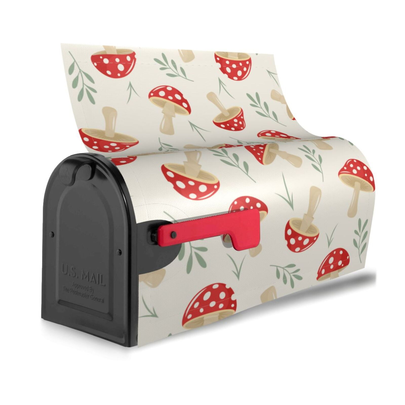 Xecao Cartoon Flat Mushrooms for Mailbox Cover with Magnetic Strips, Waterproof and Sunscreen, Adds a Decorative Touch to Your Garden Yard.