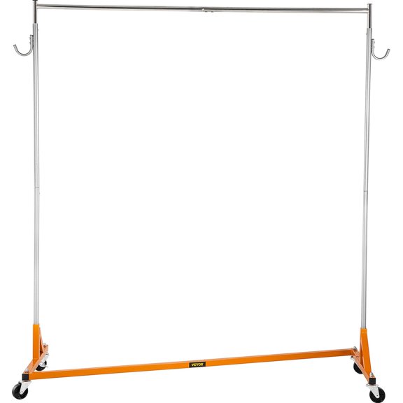 Commercial Grade Rolling Z Rack - Adjustable Garment Rack w/ Lockable Wheels, Durable Steel Frame for Retail Stores, Fashion Boutique, or Home Closet (Orange)