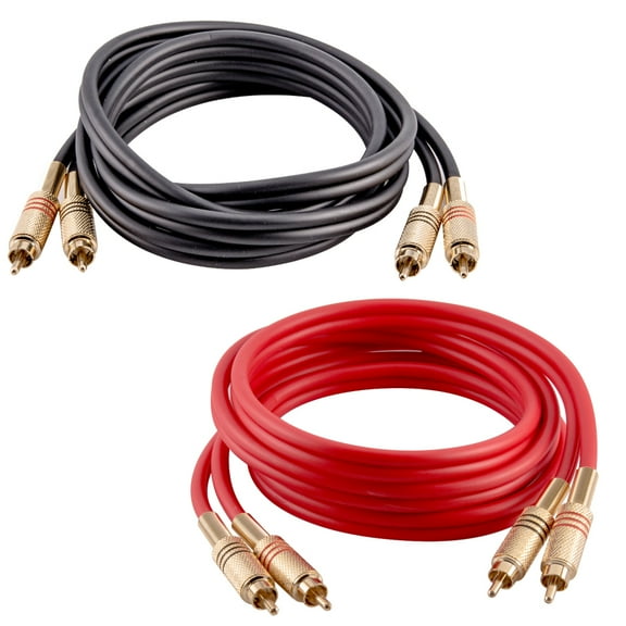 Seismic Audio 2 Pack of 6 Foot 2-RCA Male to 2-RCA Male Audio Patch Cables - Various Colors - SAPRCA6-2Pack