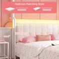 thumbnail image 3 of EnHomee Canopy Bed Frame Full with Headboard Upholstered Bed Frame with 2 Storage Drawers & LED Lights & Charging Station & 4 Removable Posts,Beige, 3 of 9