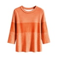 thumbnail image 4 of Cilsoka 3/4 Sleeve Shirts for Women Fall Striped Crew Neck Business Casual Tops Loose Three Quarter Length Work Blouses, 4 of 5