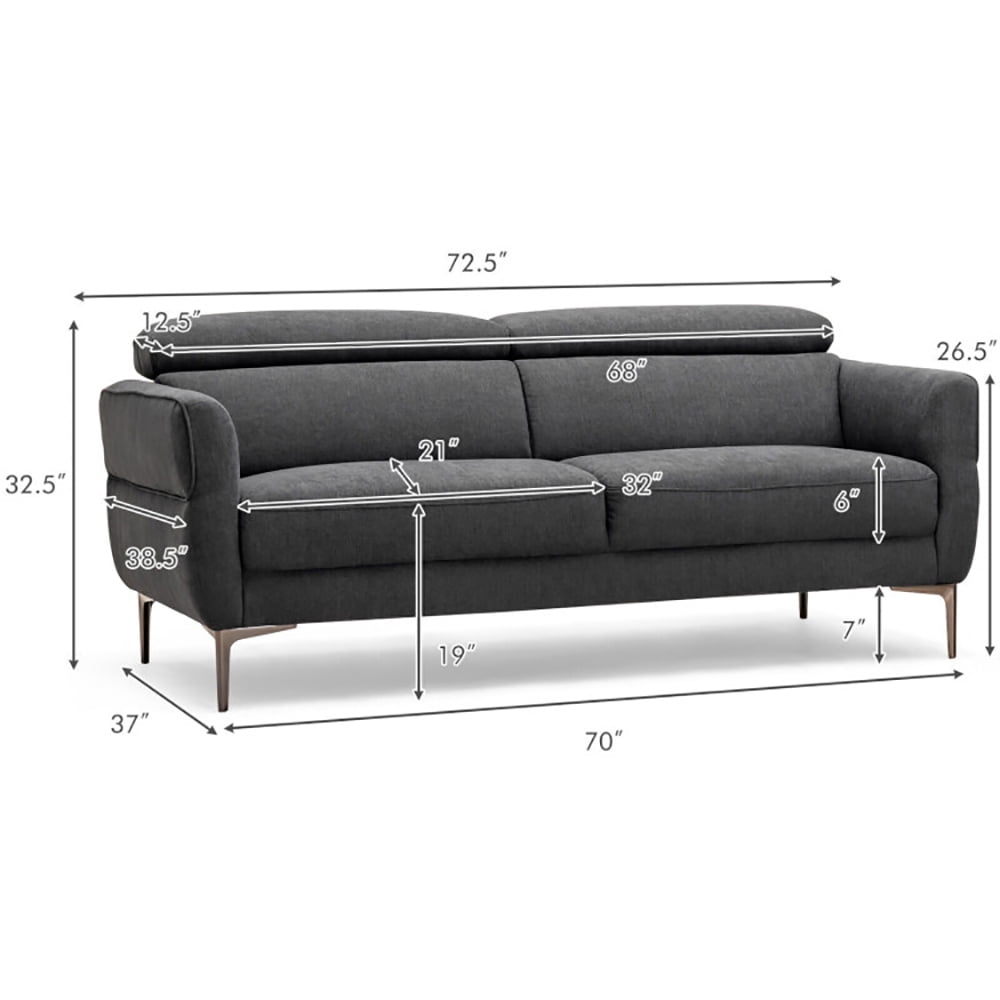 Finihen Loveseat Sofa, Modern Loveseat Sofa Couch, 72.5 Inch Modern Fabric Loveseat Sofa Couch with Adjustable Headrest, for Living Room, Bedroom, Gray Finihen Loveseat Sofa, Modern Loveseat Sofa Couch, 72.5 Inch Modern Fabric Loveseat Sofa Couch with Adjustable Headrest, for Living Room, Bedroom, Gray