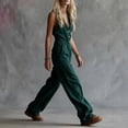 thumbnail image 3 of AKOEE Cotton Linen Jumpsuits Women Dressy Casual Sleeveless Button Up One Piece Long Romper Pants with Pockets (L, Green), 3 of 6