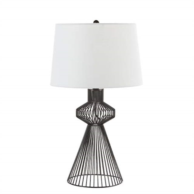 Gabe Black Wire Cage Table Lamp with White Shade