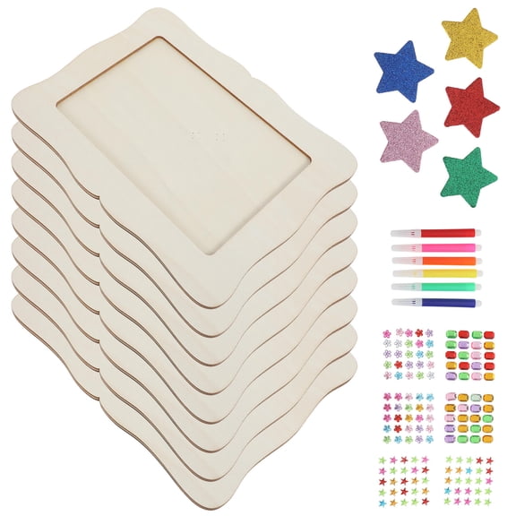 Moluckfu 1Set Unfinished Wood Picture Frames with Stand for DIY Craft Painting and Photo Display in Assorted Colors