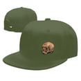 thumbnail image 5 of TEQUAN Flat Brim Hat Snapback Hats, Mysterious Gothic Skull Shadow Pattern Adjustable Men Baseball Cap (Green), 5 of 6