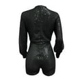 thumbnail image 4 of Miluxas Sequin Rompers for Women Clearance Long Sleeve Jumpsuits Playsuits Sparkle Metallic Party Romper Black 10(XL), 4 of 5