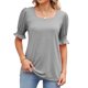 thumbnail image 1 of Mujeres puff manga corta tops elegante casual suelta puño fruncido mujeres cuadrado Masajeadores de cuello verano camisas para trabajo diario partido gris L, 1 of 5