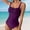 Purple, variant on Snowsong Women's One Piece Pleated Suspender Fashionable Swimsuit Tankini, Large