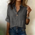 thumbnail image 2 of Pxiakgy Button Down Shirts for Women 3/4 Sleeve Cotton Linen Tops Work Blouses Loose Fit Blouses 2026 Vacation Fashion Clothes Gauze Shirts Bohemian Tops Henley Tops Blouses Summer Tee Shirts 5XL, 2 of 9