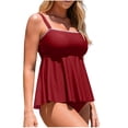 thumbnail image 6 of Diufon Womens Tankini Flared A Line Tops with Decor Trim & Briefs Summer Beach Casual Two Piece Bathing Suit, 6 of 7