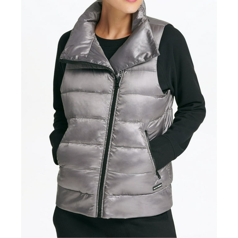 DKNY Womens Asymmetrical Zip Down Filled Vest Walmart