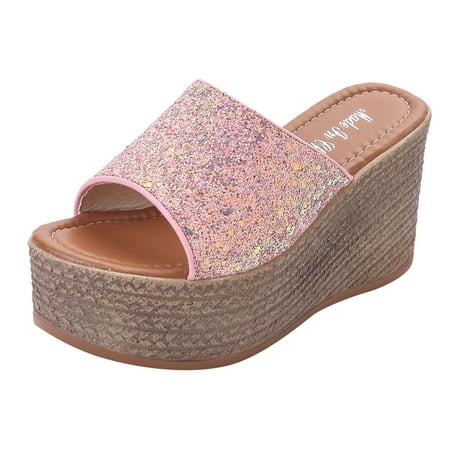 

Follure Girl women s casual shoes Outdoor Womens Flat Open Toe Thick Slip-on Comfortable Casual Shoe Roman Slipper Pink 40