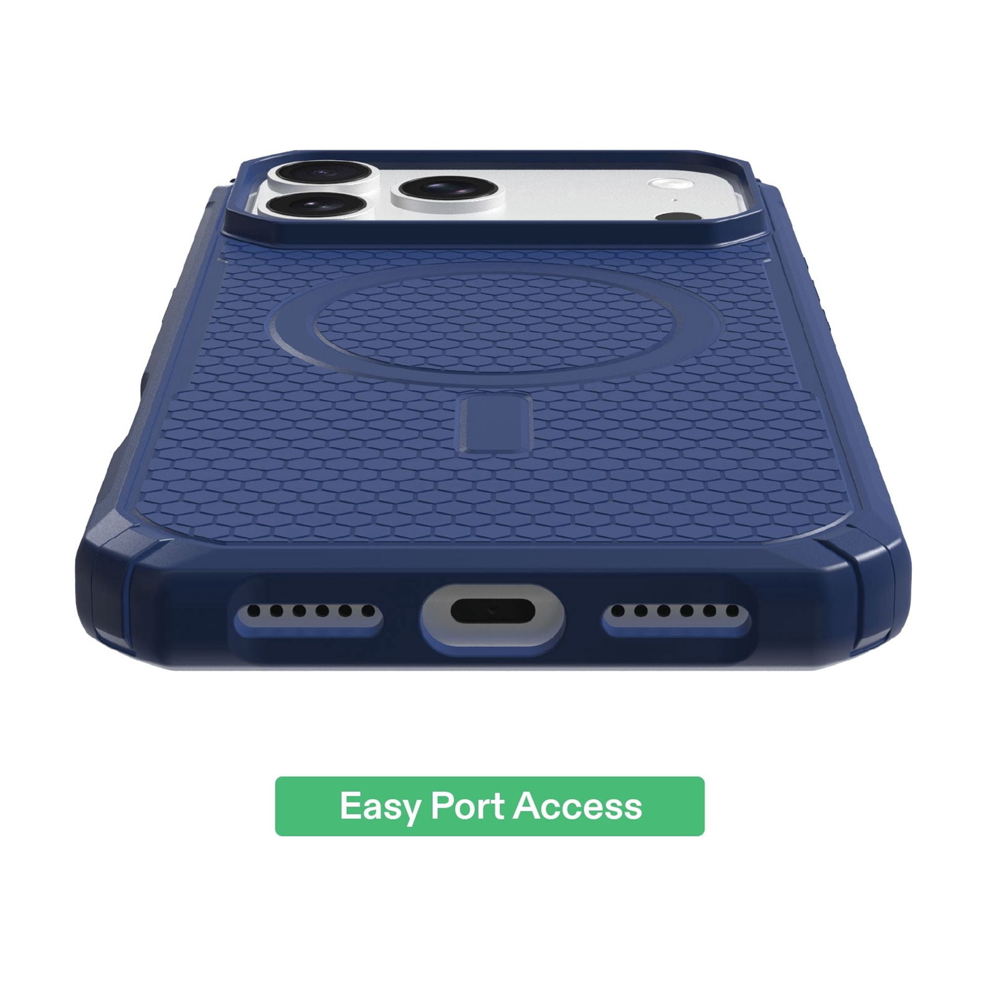 onn Honeycomb Dual-Layer Phone Case for iPhone 18 Pro Max / 17 Pro Max, MagSafe Compatible - Blue