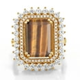 thumbnail image 2 of Gem Stone King 7.10 Ct Emerald Cut Brown Tiger Eye 18K Yellow Gold Plated Silver Ring, 2 of 5