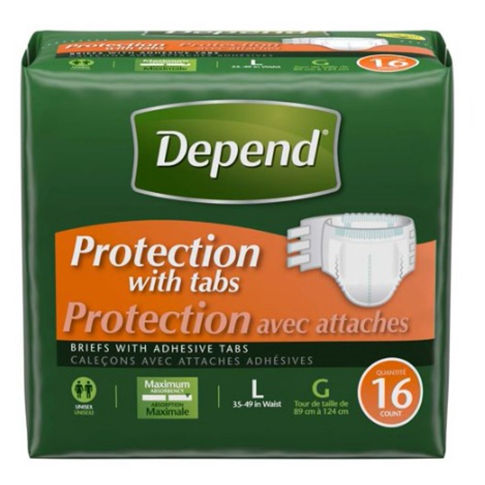Depend Adult Brief Tab Closure Large / XLarge Disposable Heavy