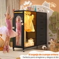 thumbnail image 4 of Armario Infantil con Espejo, Guardarropa de Tela Armario Vertical Multiusos, para Dormitorio Estudio o Vestidor, 115x40x115 cm (Negro), 4 of 8