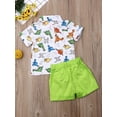 thumbnail image 3 of Dewadbow Kids Baby Boy Outfits Animal Print Short Sleeve T-Shirt Top Pants Set, 3 of 6