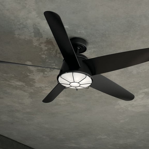 54" Kichler Daya Satin Black Damp Rated LED Ceiling Fan with Remote