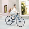 thumbnail image 6 of 700C Road Bike with Disc Brakes, 7 Speed Hybrid Bike, Bicycle for Adult Women Men, City Bike Suit for Rider 5'3"-5'8", Blue, 6 of 6