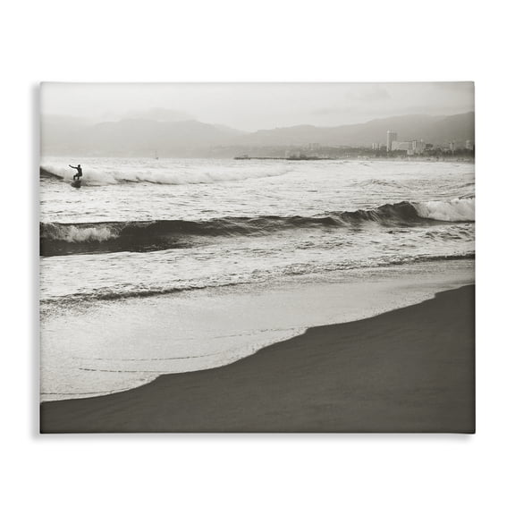 Stupell Industries Traditional Sepia Beach Wave Surfer Canvas Art, 20 x 16, by Myan Soffia