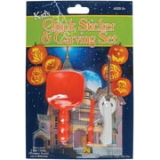 Kids Quick Sticker & Tools 9pc Pumpkin Carving Kit, Orange White, 6 Sets