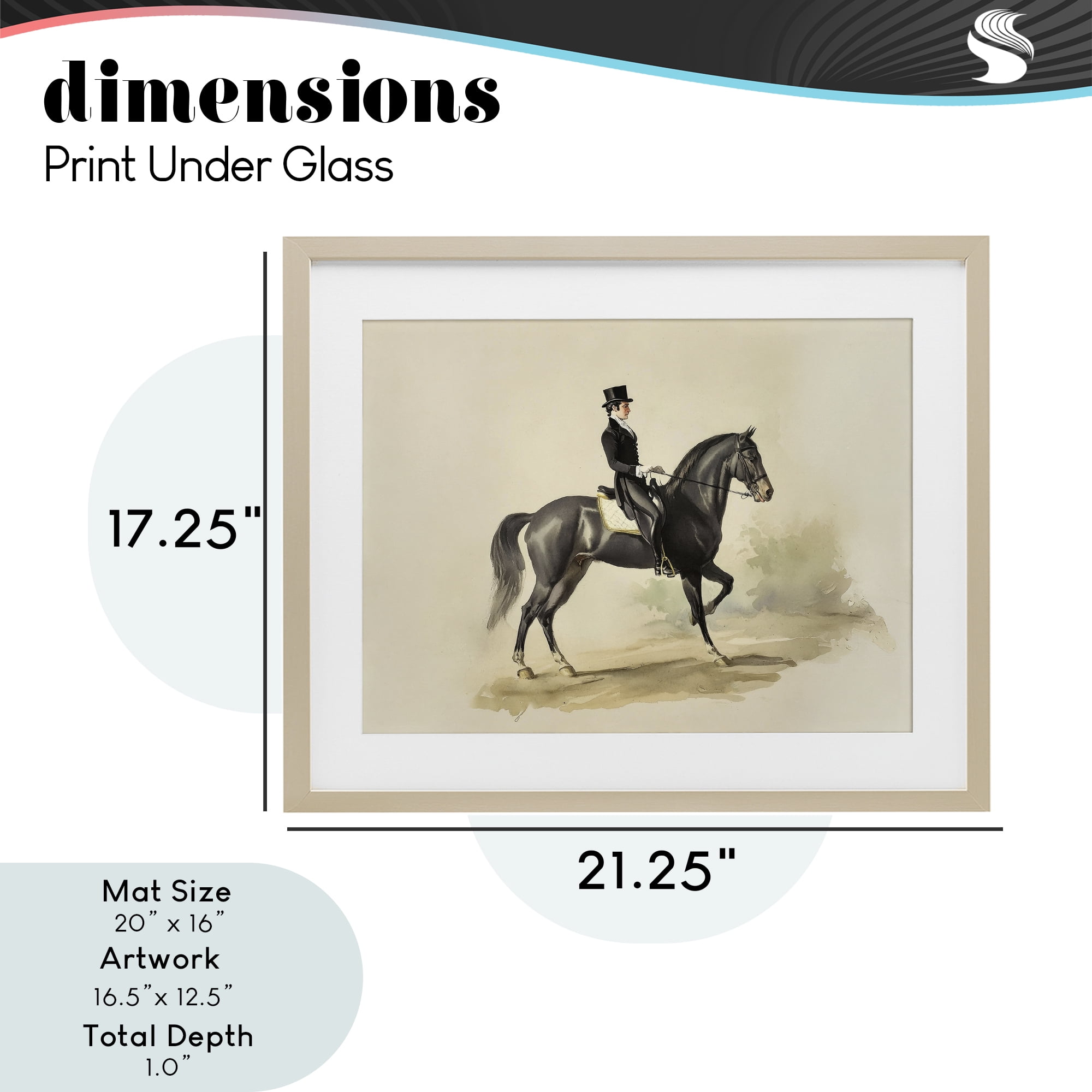 Stupell Industries Gentleman On A Horse Birch Framed Print Under Glass, design by Sisi and Seb